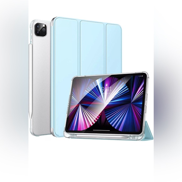 Set Of 4 Cases for iPad Pro 11 2021 10in Model Smart Cover Sky Blue - New Sealed - Picture 3 of 6